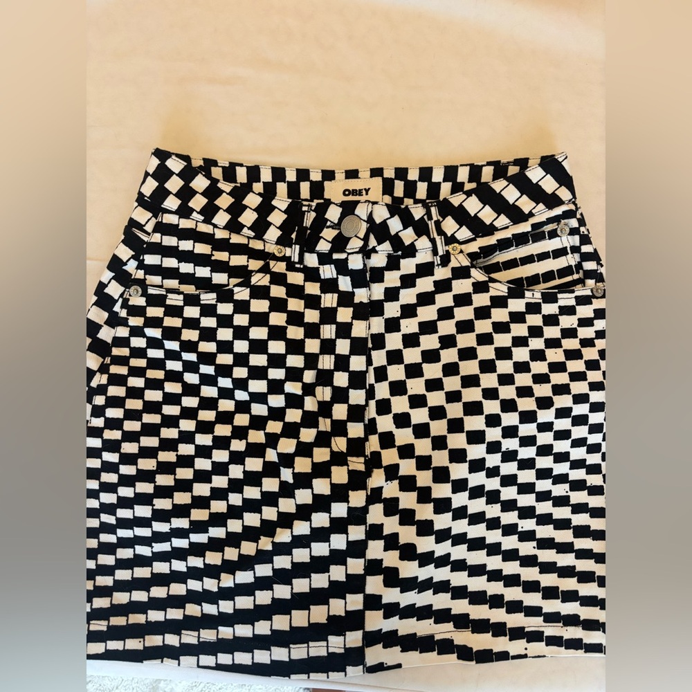Obey checkered mini skirt